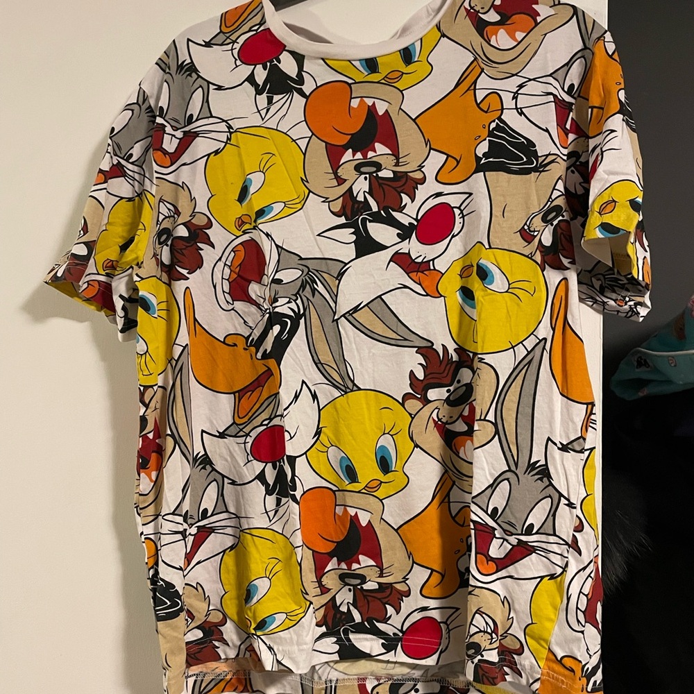 H&M White and Orange Cartoon Graphic Tee